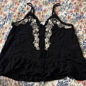 Eyeshadow Black Camisole with White Lace Detail